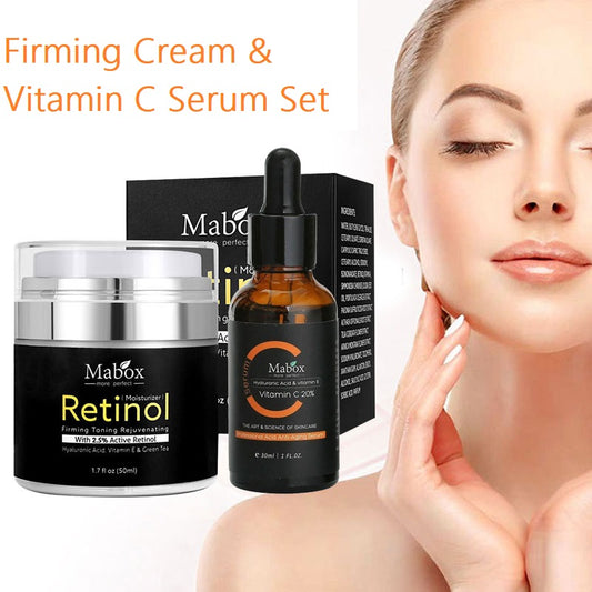 Mabox Award Winning Acne Clarifying Vitamin C Serum+2.5% Retinol Moisturizer Face Cream