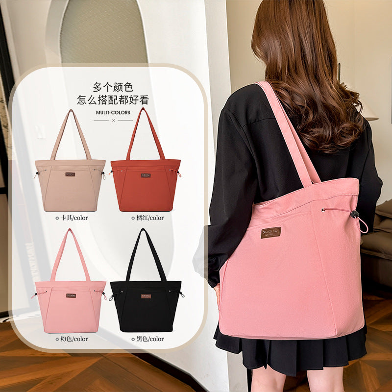 Square zipper simple nylon shoulder bag