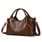 Simple commuter large capacity soft leather shoulder messenger bag handbag