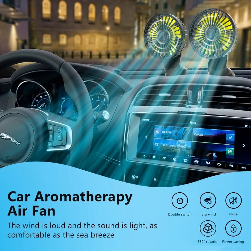 Car Dashboard Cooling Fan Adjustable USB Powered 3-Speed