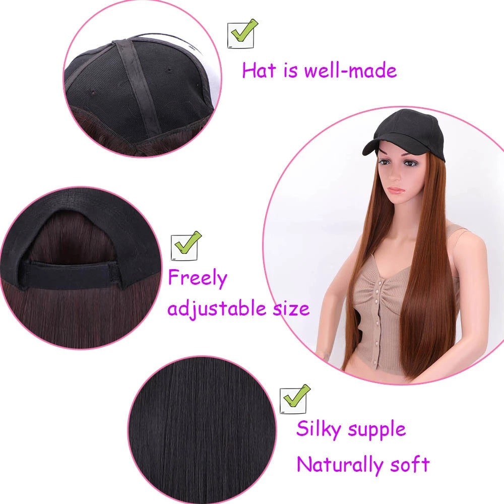 Fashionable Long Straight Hair Cap Wig [24 inches]